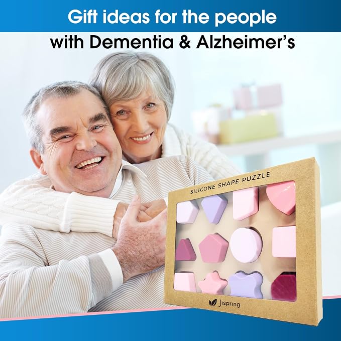 Jispring [100% Silicone] Shape Puzzles for Dementia, Products for Elderly, Cognitive Matching Games, Fidget Sensory Toys for Alzheimers, Dementia Activities for Seniors, Anxiety Relief Tiles