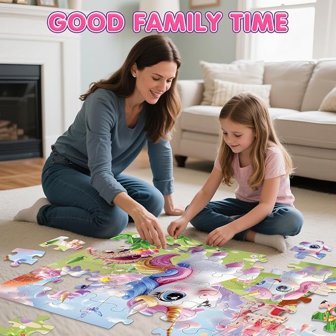 IFLOVE Unicorn Floor Puzzle for Kids — 48 Piece Jumbo Rainbow Unicorn Jigsaw Puzzle, 35 x 24 Inch Large Magical Unicorn Puzzle, Educational Toy Birthday for Girls Boys Ages 3-8