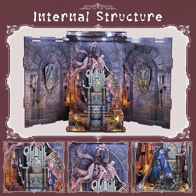MiniCity Book Nook Kit - DIY Miniature House Dollhouse Kit for Adults and Teens, Booknook Tiny House Bookshelf, Gifts for Family (Throne of Skulls)