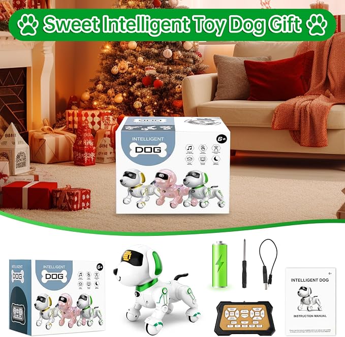 Dwi Dowellin Robot Dog for Kids 8-12,Remote Control Smart Robotic Dogs Pet Puppy Robotic Toy,Interactive Touch Walking Talking Toys for Boys Girls Christmas Birthday Gifts