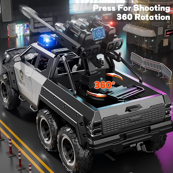 Police Car Toys for Boys 3 4 5 6 7 8 Years Old : Friction Powered Trucks Toy with Light and Sound Gifts for Girls Age 3-12 | Toddler Truck for Kids Ages 4-8 | Role Playing Police Truck Toys