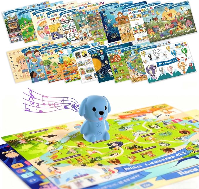 Talking Pen + 20 Interactive Learning Posters for Toddlers 1-3 | Educational Toys for 3 4 5 6 Year Olds |Homeschool Essential for Preschool, Gifts for Boys & Girls