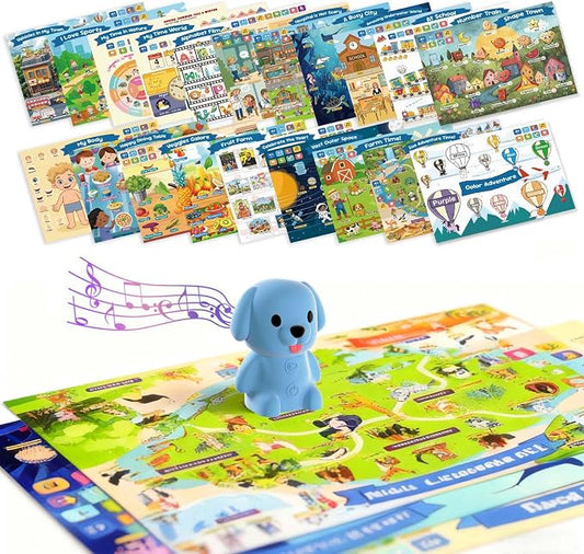 Talking Pen + 20 Interactive Learning Posters for Toddlers 1-3 | Educational Toys for 3 4 5 6 Year Olds |Homeschool Essential for Preschool, Gifts for Boys & Girls
