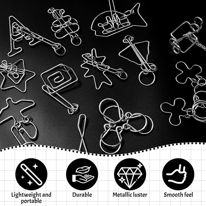 Metal Brain Teaser Puzzles Set of 36 with Pouch, Steel IQ Games Physics Mind Metal Puzzles for Adults Basket Stocking Stuffers for Adults Challenge Gifts(Hard)