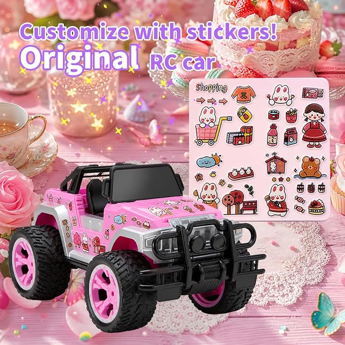 Remote Control Car for Girls, Pink RC Car with Doll and Sticker for Ages 6-10 Years Old Girls, 1:16 Scale 2.4Ghz,OX11S Perfect Christmas Birthday Gifts for Grils