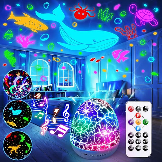 Staryou Sensory Lights Baby Sound Machine Night Light Projector Sensory Toys for Kids with Autism Fidget Toys for Kids 15 White Noise 3D Films 31Colors Night Light for Kids Toys for Boys 3-10
