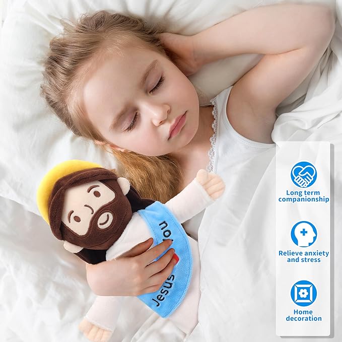 Yelakey Jesus Plush,Jesus Love You Stuffed Doll,Christian Baptism Gifts Plushie Toy for Baby Girls & Kids Christmas Easter Decoration 13"