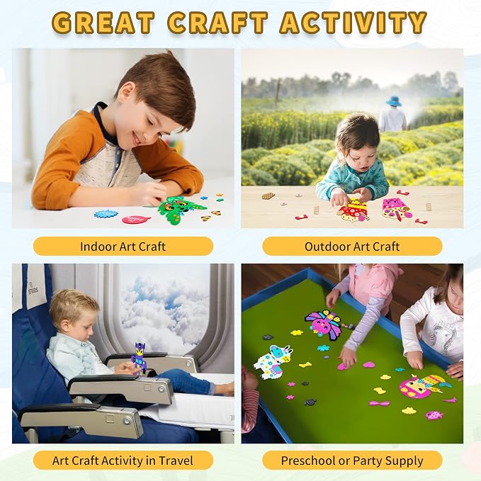 VKPI 4 Pieces EVA Foam Art Crafts Gift Kit, Creative Make Your Own Mermaids, Cartoon Foam Paper Craft Projects for Kids Ages 4+ Toddler, Preschool Learning Toy for Birthday Party Favor Supplies