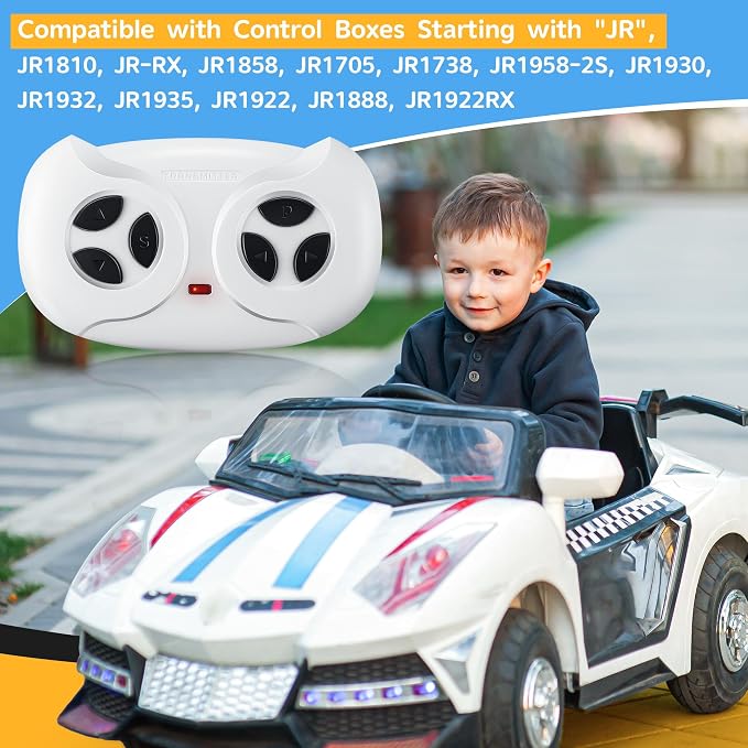 Saillong 2.4G Remote Control for Kids Electric Car, White Remote Control for 12V Electric Ride On Car/Truck/Toddler Cars, Controller Transmitter Accessories Compatible with JR1603, JR1602FCC, HY2012