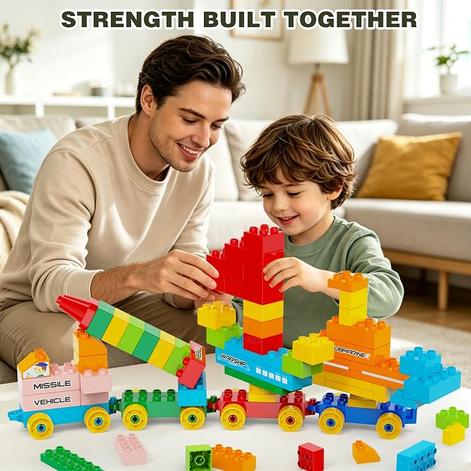 Building Blocks for Kids Ages 3-8 | 164-Piece Creative Construction Toy Set with 4 Trucks | STEM Educational Building Bricks for Boys & Girls | Ideal Christmas/Birthday Gift