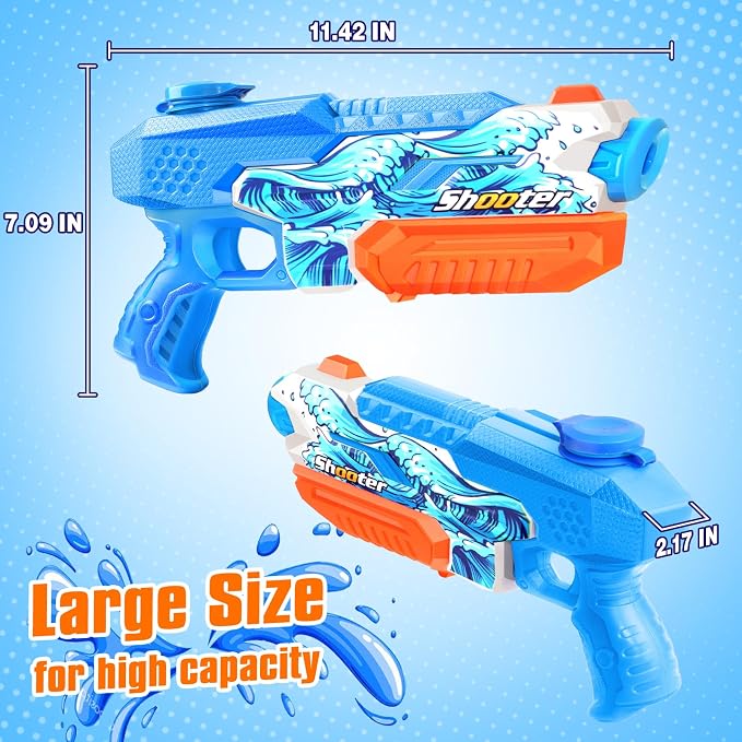 8 Pack Water Gun for Kids Adults: 600cc Squirt Blasters Super Water Gun Soaker with Long Range High Capacity for Boys Girls Summer Swimming Pool Beach Outdoor Water Fighting Play Toys Party Favors