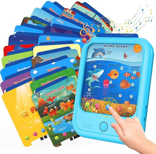 Qiaojoy Kids Learning Tablet -Educational Tablet Toy to Interactive LearnColors, Alphabets,Number,Foods,Animals,Weather,Screen-Free Learning Toys for Toddlers 2-6 Years Old,Gifts for Boys Girl