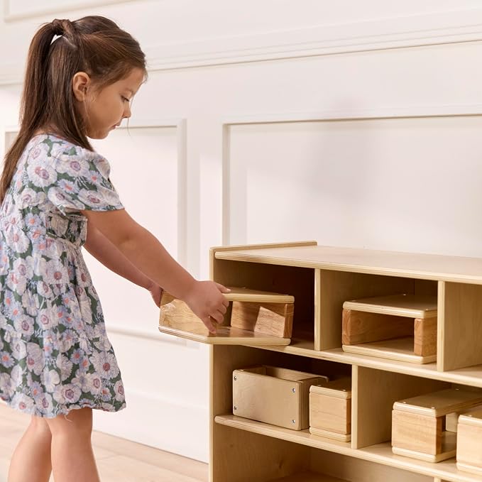 ECR4Kids Mobile Building Block Storage Cabinet, Large, Classroom Furniture, Natural