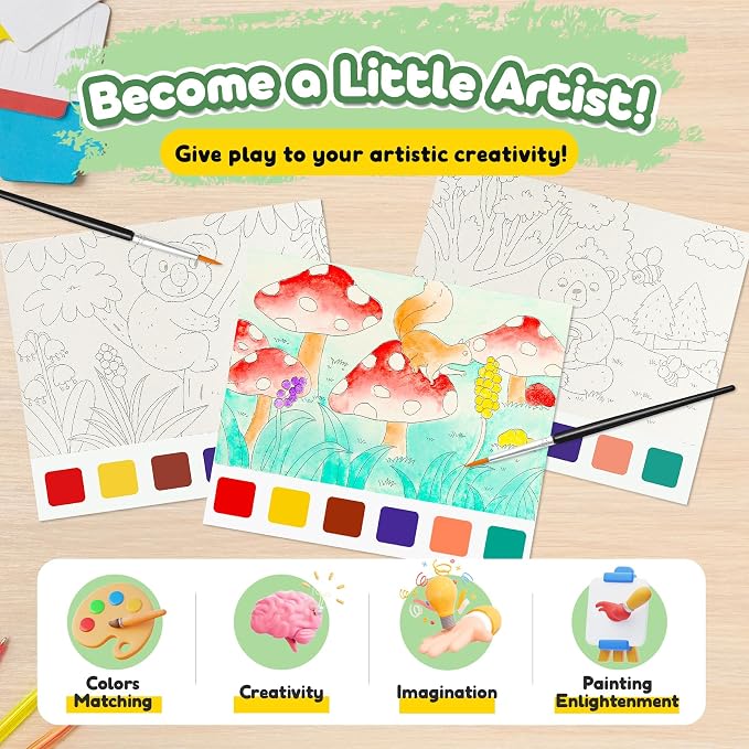 Water Coloring Book,Paint with Water Books for Kids Ages 3-5,Watercolor Painting Book for Toddlers 4-6,Creative Arts and Crafts & Airplane Travel Essentials for Boys Girls