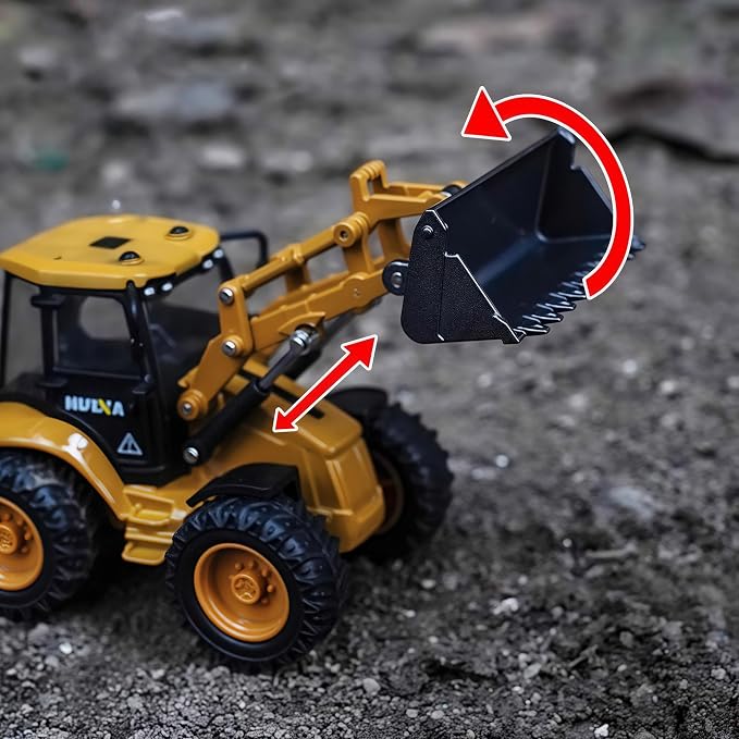 Backhoe Loader Toy for Kids, Alloy Digger Loder Construction Vehicle Toy | Front Loader Model, Alloy Backhoe Loader Vehicle, 1/50 Scale Toys Gifts