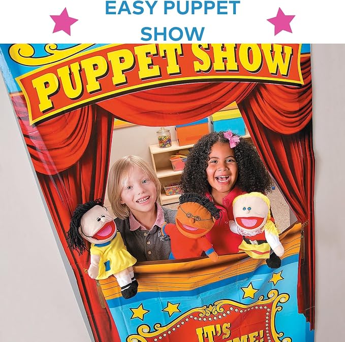 Fun Express Hand Puppets for Kids - 8 Multicultural Plush Puppets with Movable Mouths for Speech Therapy, Social Emotional Learning & Dramatic Play | 14 Inch Educational Toys for Classroom & Home Use