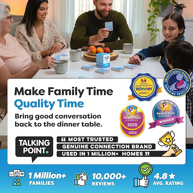 200 Family Conversation Cards for Kids & Adults - Put Down the Phones & Connect at the Dinner Table - Meaningful Questions to Get to Know Each Other - Game Night Gift for Christmas & Road Trips