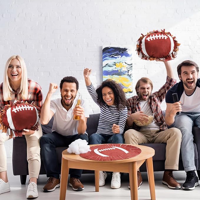 Weysat 8 Sets Football Tied Pillow Craft Kit DIY Football Shaped Pillow Craft Adults Gifts with PP Cotton for Sports Theme Party Room Decor VBS Favors Giveaways