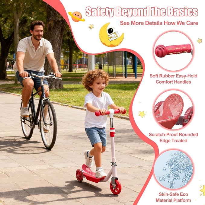 Kick Scooters for Kids 3-5 5-7 Years Age - Handlebars Flexible Steer,Height Adjustable,Stable Light Up Three Wheeled Toddler Scooter for Boy & Girl,Indoor Outdoor Kid Child Toy Gift