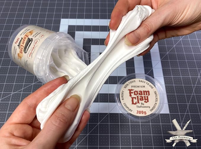 The Foamory Moldable Cosplay Foam Clay (300g White) High Density Air Dry Clay, EVA Foam Sands Paints Easily, Non-Toxic and Safe for Crafts