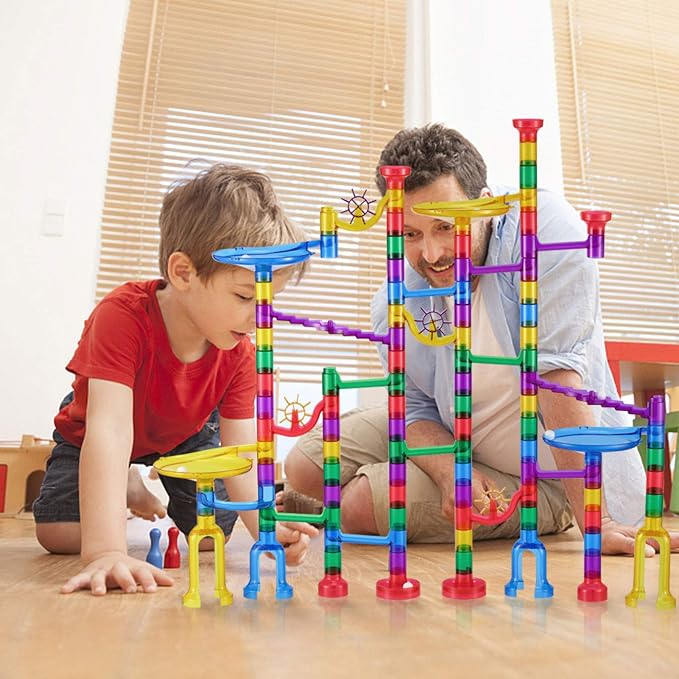 Magicfly Marble Run Set, 127 Pcs Marble Race Track for Kids with Glass Marbles, Ideal Gift for Christmas or Birthday