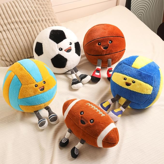 Funny Soccer Ball Pillow Plush with Legs - Cute Stuffed Animal Plush Toy for Boys Girls, Soccer Throw Pillow for Room Decor, Couch, Bed or Birthday Gift for Soccer Enthusiasts (Soccer 11 Inch)
