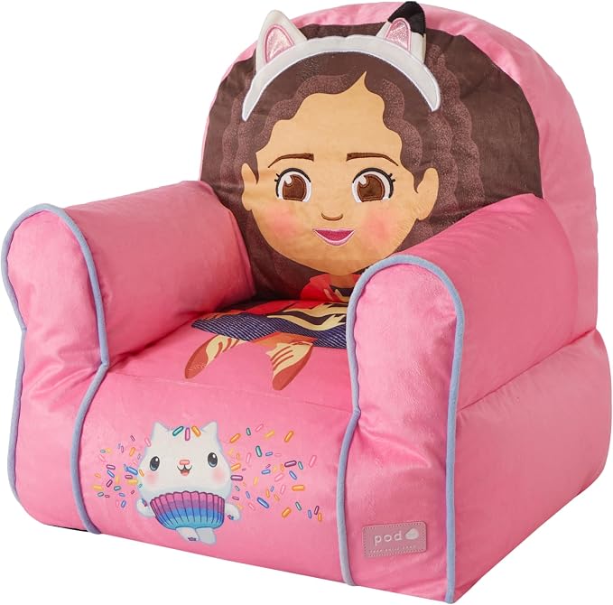Idea Nuova Gabby's Dollhouse Themed Soft and Comfortable Bean Bag Sofa Chair for Kids