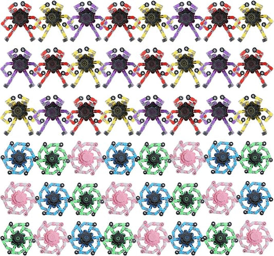 48Pcs Transformable Fidget Spinners Toys- Deformable Fingertip Gyro Stress Relief Sensory Toys, Easter Party Favors & Birthday Gifts for Kids Adults Boys Girls