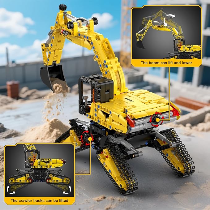 Mould King Crawler Excavator Building Sets, 17076 Engineering Excavator Kits, MOC Model Toys Birthday Gifts for Adults and Teens 14+, Construction Vehicle Set for Excavator Fans (840 Pcs)