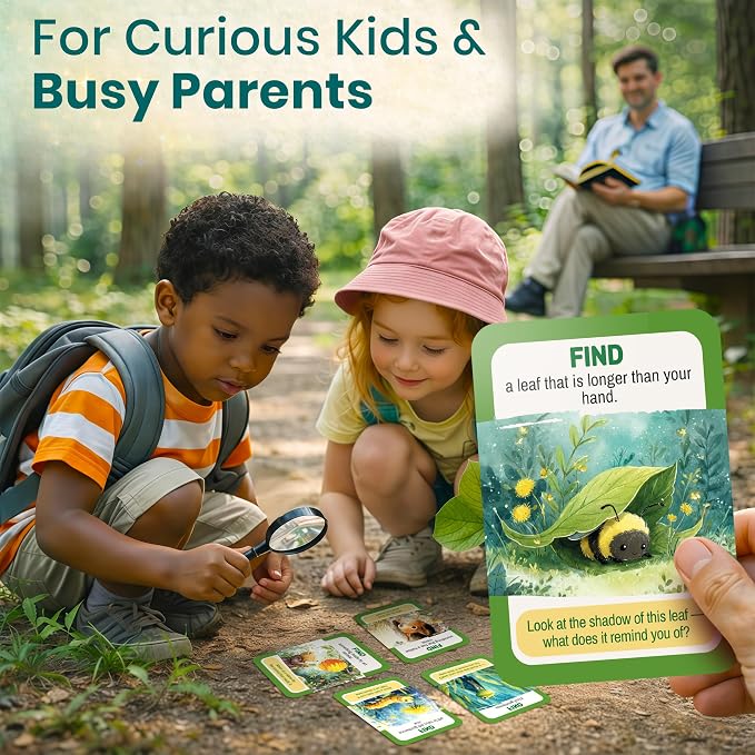 QUOKKA Scavenger Hunt Game for Kids Ages 4–8 – Outdoor Adventure Card Set with 100 Creative Tasks for Camping, Backyard Play & Summer Activities