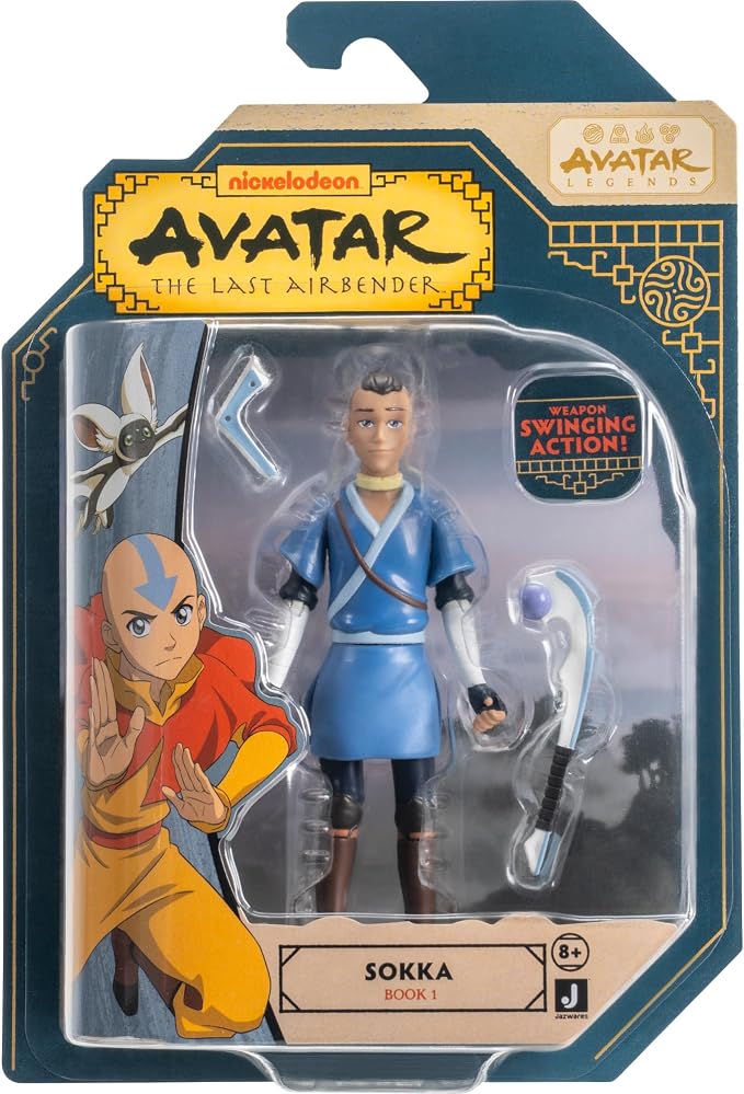 Jazwares Avatar: The Last Airbender Sokka (Book One) - 4.5-Inch Scale Figure with Water Whip and Battle Action