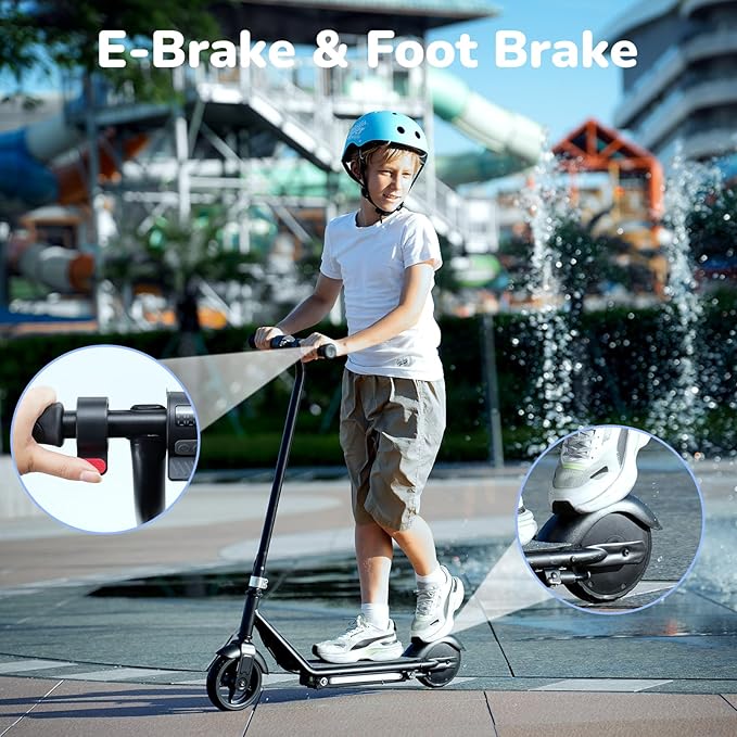 iScooter IK3 Serious Electric Scooter for Kids Aged 6-12, 3/6/10MPH Speed, Dual Brake System, 3 Heights (IK3Pro), Magnetic Charging, Colorful Lights, LED Display, 150W Motor Kids Scooter