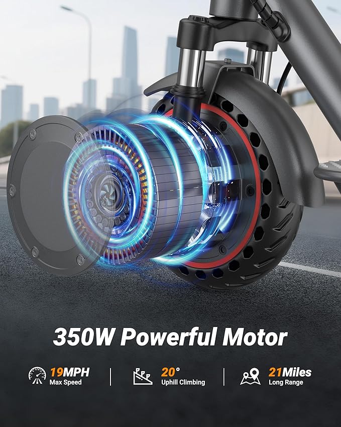 Electric Scooter for Adults, Teens & Big Kids, 350W-500W Motor, 10Mph-21 MPH & 10-28 Miles Max Range, 6.5 to 10 inch Tires, Portable Lightweight E-Scooter