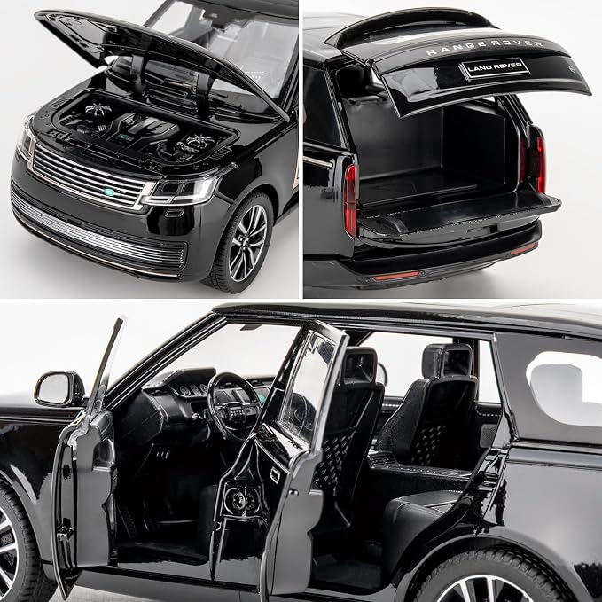 TGRCM-CZ 1:24 Range Rover Die-cast Model Vehicle with Sound & Light, Pull Back Function & Openable Doors - Realistic Details for Collectors & Gifts Black