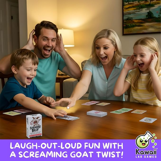Screaming Billy Goat Family Card Game for Kids, Teens & Adults | Quick & Easy Game Night Fun | Set Collection Card Game with Surprise Twists and Slap Moments | Ages 7+ | 2-4 Players | 10-15 Min