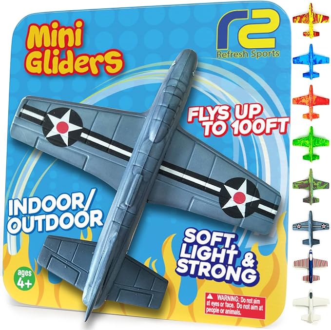 Foam Airplane for Kids: Airplane Toy Glider Plane Styrofoam Airplanes - Best Summer Gifts for Boys for All Ages 4 5 6 7 8 + Year Old - Outside Toys Air Planes Outdoor Army Toys for Kids Presents