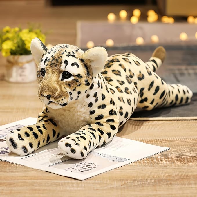 Cheetah Stuffed Animal 23.6" Large Leopard Stuffed Animal Cheetah Stuffy Big Leopard Plush Toys Cute Realistic Stuffed Animals Jaguar Plush Birthday Graduation Gift for Girls Boys