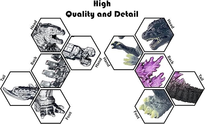 TwCare Set of 2 Monster Millennium Mecha MechaGodzilla King of The Monsters Toys, 2021 Movable Joints Action Figures Dinosaur Dragon Movie Series Soft Vinyl, Carry Bag