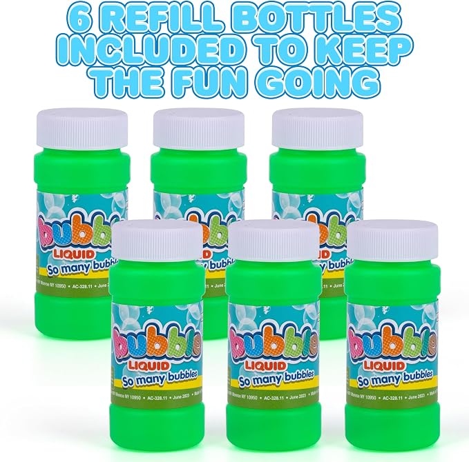 ArtCreativity 3 Pack Friction Powered Light Up Bubble Blaster Guns, Includes LED Bubbles Guns and 6 Bottles Fluid, Outdoor, Indoor Fun Gift Idea, Summer Party Favors (No Batteries Needed)