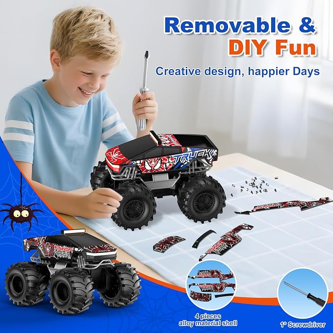 TOZDTO Remote Control Car, Amphibious Monster Truck Toys for Boys RC Cars, 2.4 GHz Waterproof RC Trucks, 1:18 4WD All Terrain Off-Road Pickup, Cool Christmas Birthday Ideas Gifts for Kids 6+ Year Old