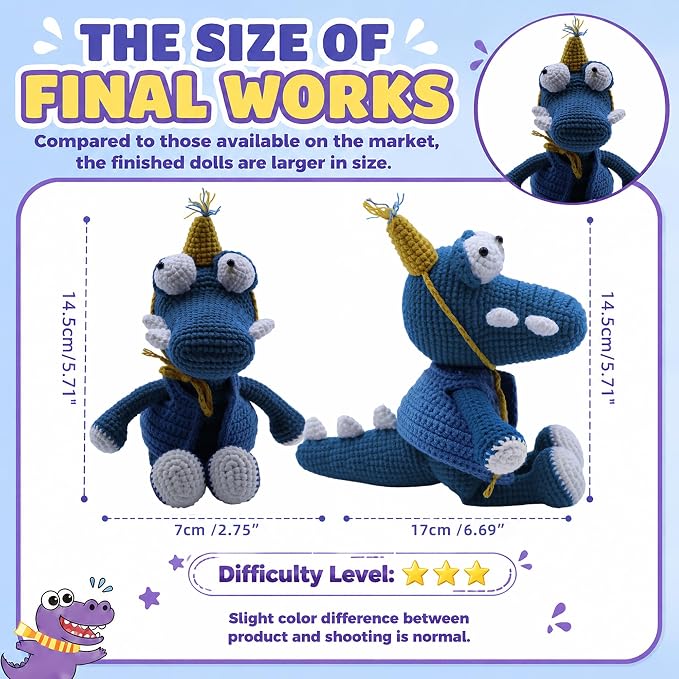 Complete Knitting Kit for Beginners, Learn to Crochet Animal Kit with Knitting Accessories Easy DIY Crochet & Knitting Starter Craft Set Crochet Kits for Adults Teens Knitting Supplies(Blue, 2 Pack)
