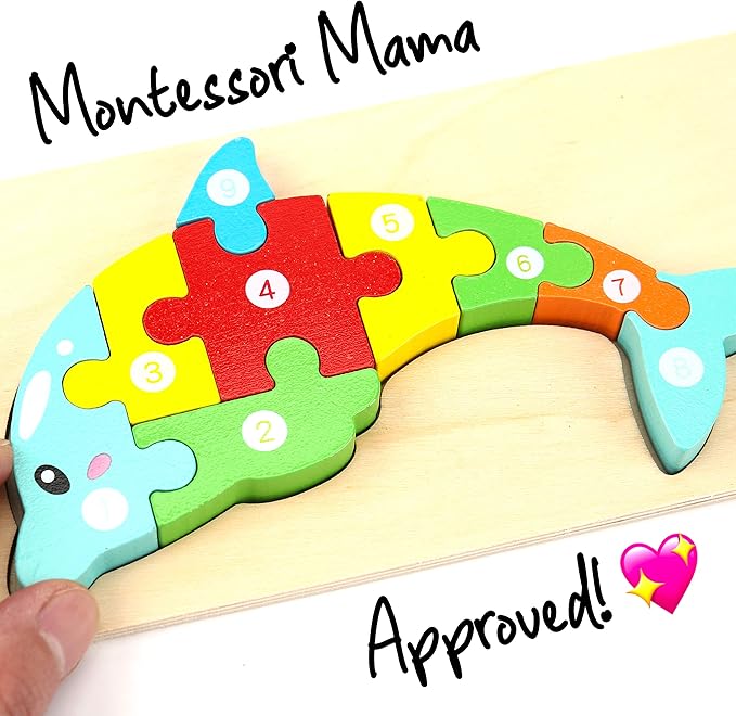 Montessori Mama Wooden Toddler Puzzles for Kids Ages 3-5, Montessori Toys for 3 Year Old, Animal Toddlers Toys Ages, 4-Pack Learning Toddler Puzzle