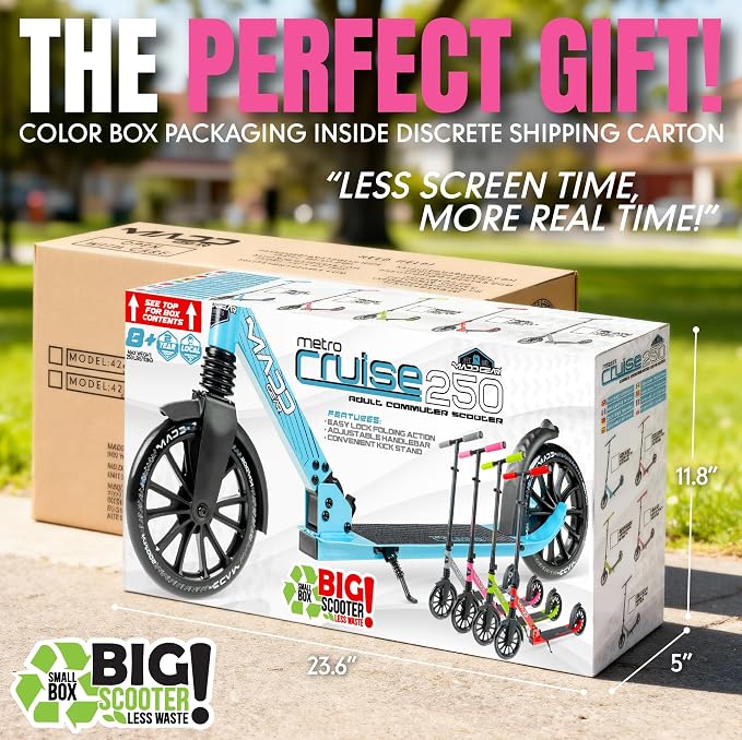 Kick Scooter for Kids, Teens & Adults - Lightweight Durable Frame, Smooth Ride, Sturdy Deck - Fun Rides for All Ages - Madd Gear