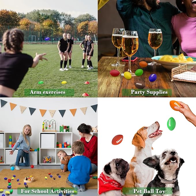 Oleitodh 96 Pcs Mini Football Sports Stress Ball Bulk Colorful Foam Sports Ball Kids Adults Football Sports Party Favor Ball Small Relaxable Balls for School Carnival Reward Party Bag Gift Fillers