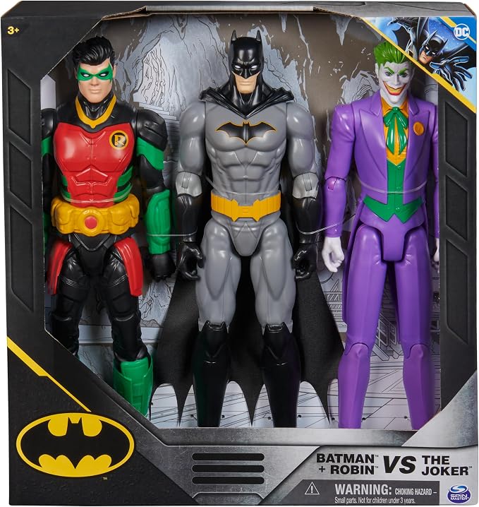 DC Comics Batman Action Figure Toys: Joker, Robin, and the Bat Man 12-inch Figures - Gotham City Edition, 11 Point Articulation - Super Hero Kids Gifts for Men, Boys & Girls