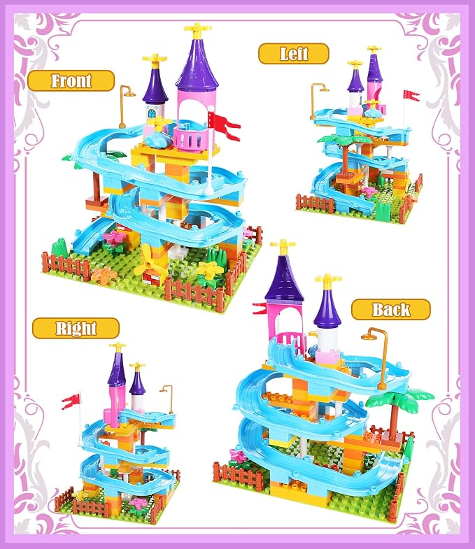 Marble Run Toy Building Sets, 86Pcs Castle Building Blocks for Age 3+, Marbles Track Building Toys, Large Building Bricks Race Track STEM Educational Toys for Toddler Boy Girl Birthday Toys Gifts