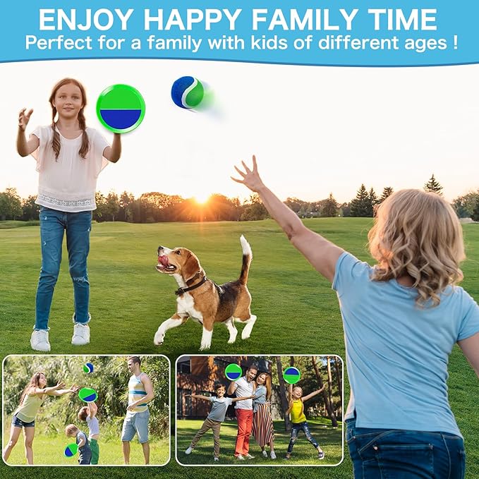 2 Packs Catch Ball Game Set, Outdoor Toys for Ages 3 4 5 6 7 8-12 Year Old Boy Girl, Summer Pool Beach Yard Backyard Camping Sports Play Toy Games for Toddlers Teens Adults Family Game, Birthday Gifts