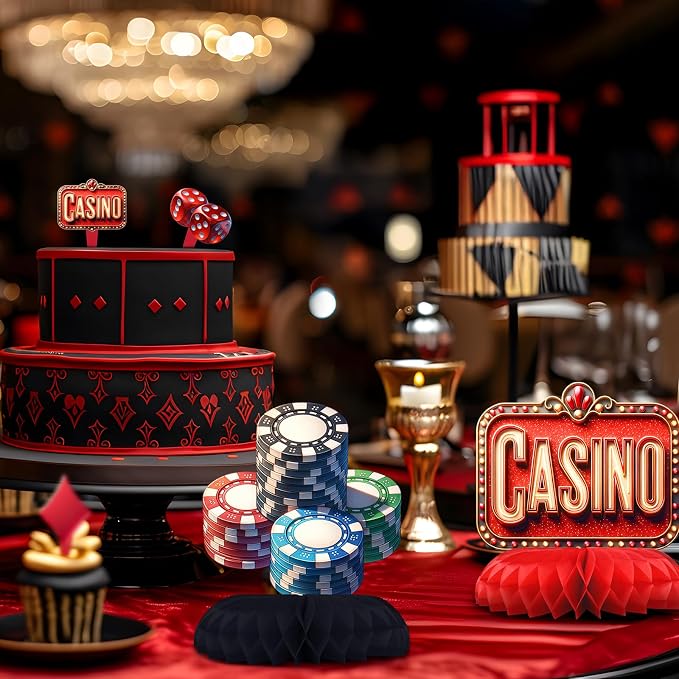 12 Pack Casino Table Decorations - Casino Party Decorations for Adults' Birthday and Themed Events - Casino Table Toppers