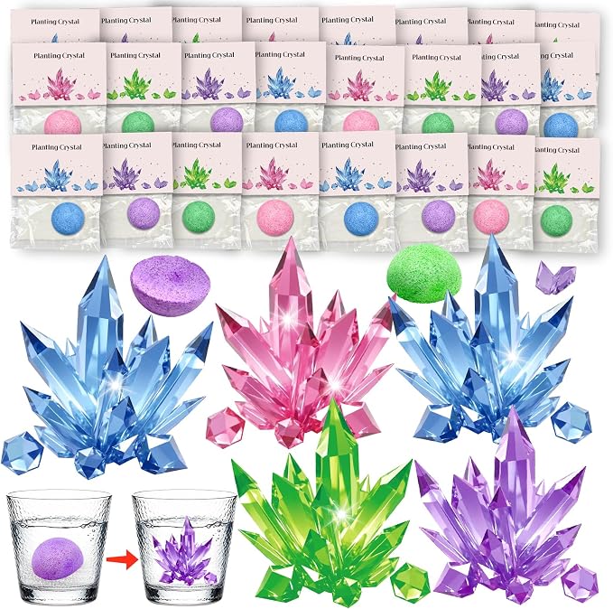 24Pcs Science Kit Crystal Growing Toys Party Favor Supply Gifts for Kids Classroom Goodiebags Gifts
