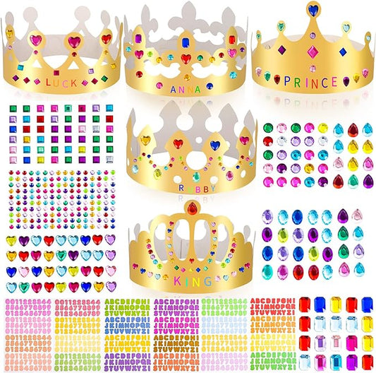 Gold Paper Crowns, Diy Birthday King Crowns Craft to Decorate, Paper Prince Princess Crown Hats for School Classroom